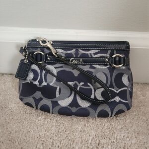 Coach Midnight Blue and Silver Wristlet